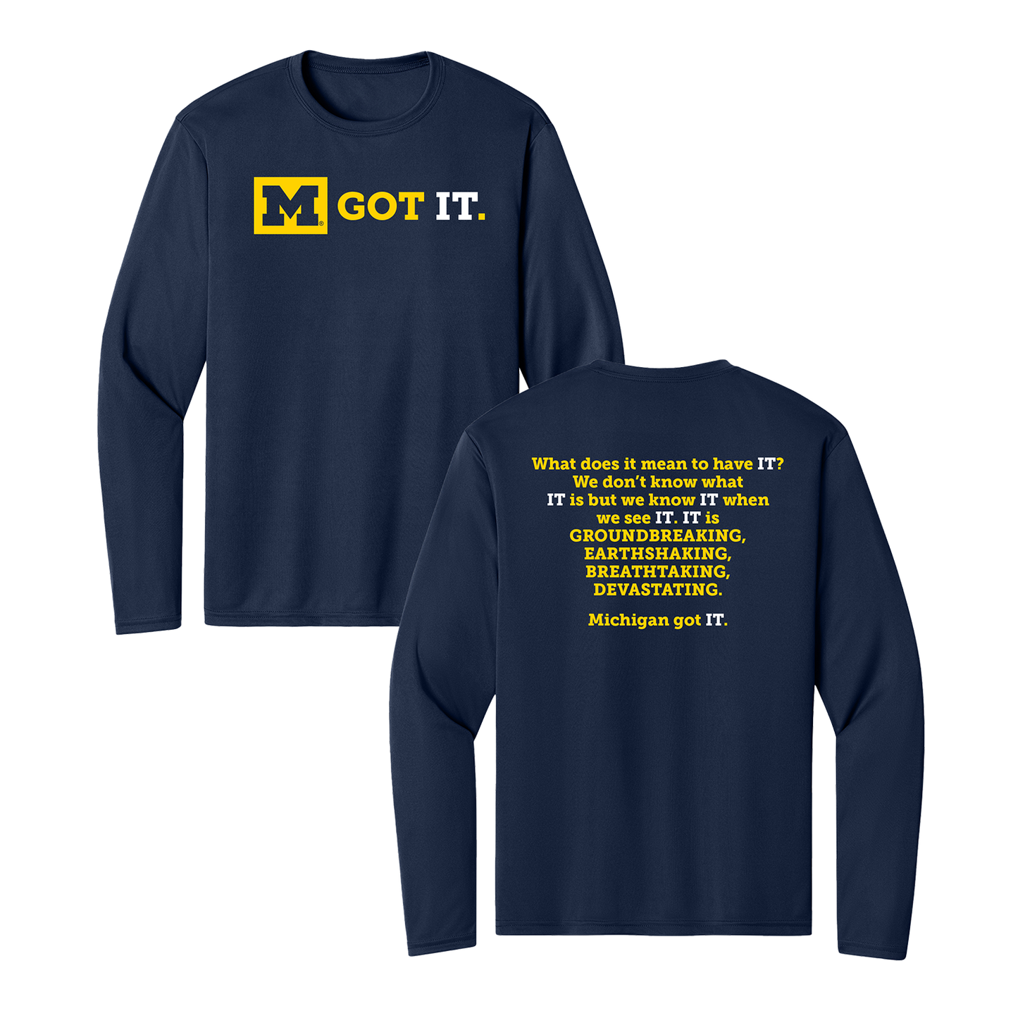 NAVY MICHIGAN 'GOT IT.' CREWNECK SWEATSHIRT