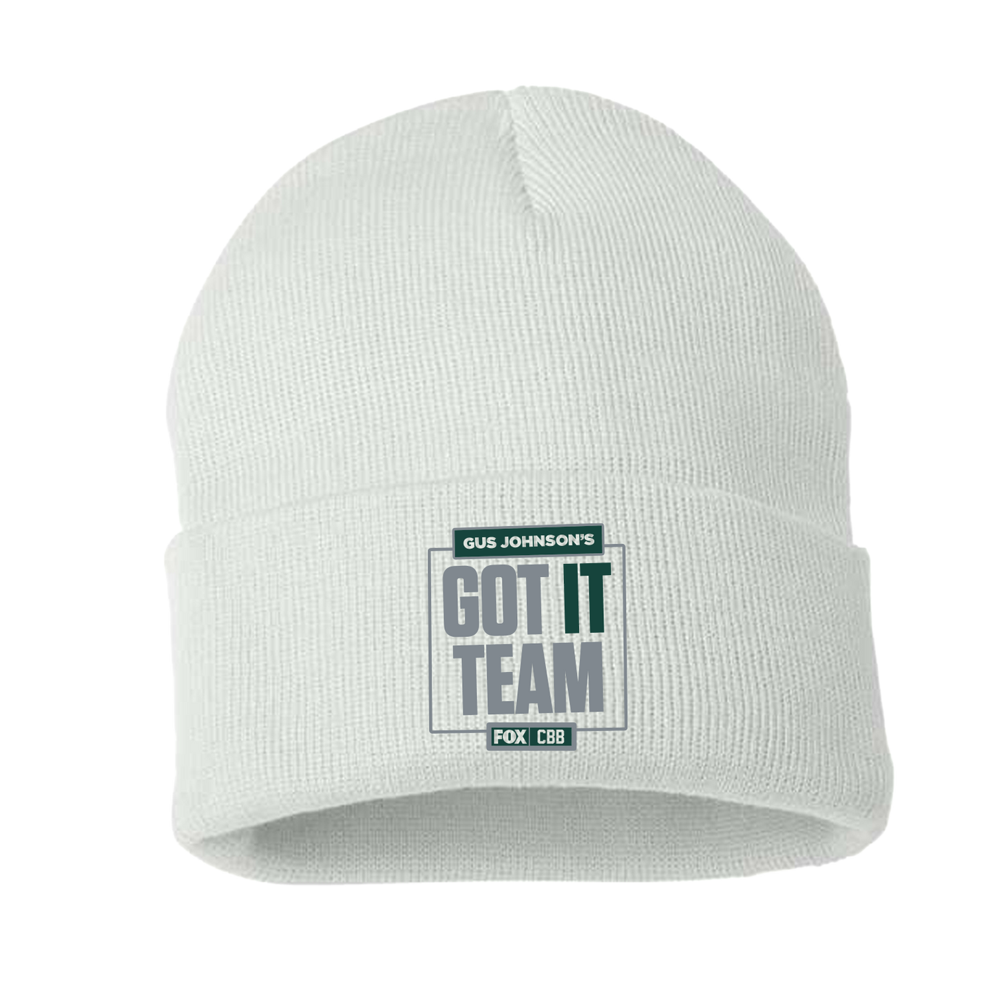WHITE/GREEN 'GUS JOHNSON'S CBB GOT IT TEAM' BEANIE
