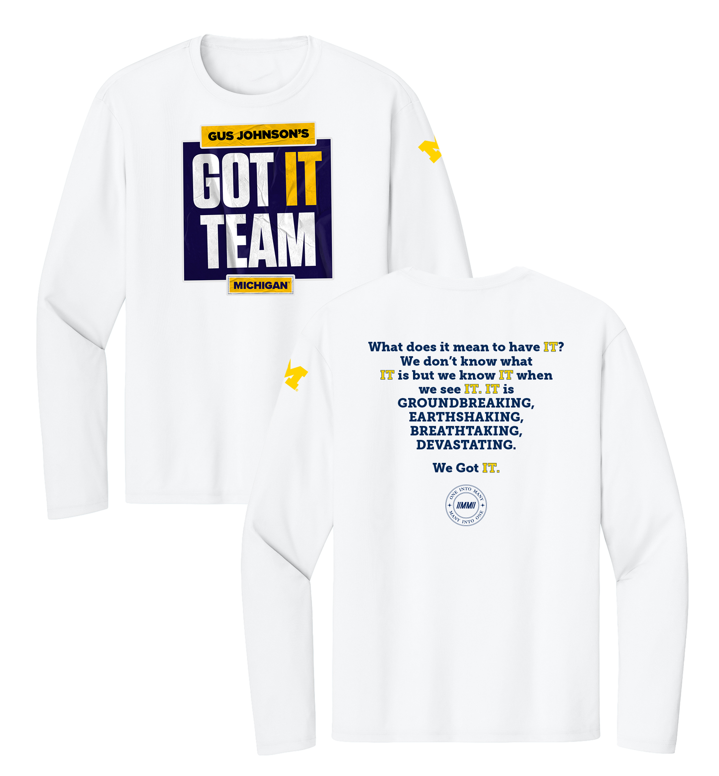WHITE MICHIGAN 'GOT IT TEAM' PERFORMANCE LONGSLEEVE SHIRT