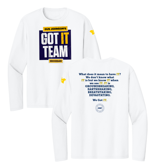 WHITE MICHIGAN 'GOT IT TEAM' PERFORMANCE LONGSLEEVE SHIRT