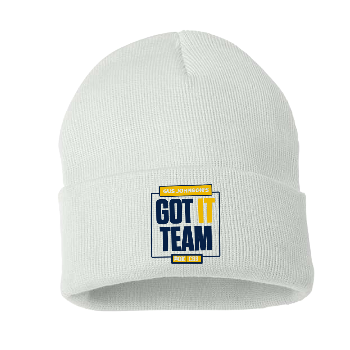 WHITE/MAIZE/BLUE 'GUS JOHNSON'S CBB GOT IT TEAM' BEANIE