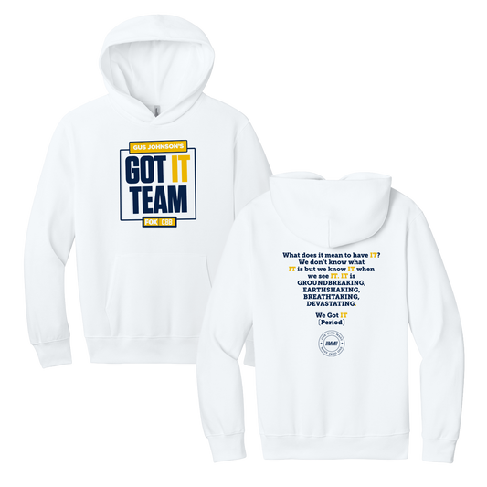 WHITE/MAIZE/BLUE 'GUS JOHNSON'S CBB GOT IT TEAM' HOODIE